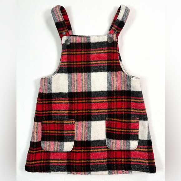 LITTLE ME Toddler Girls Plaid Jumper Dress 2T  Tartan Pinafore Holiday Fall Wool - Picture 1 of 7